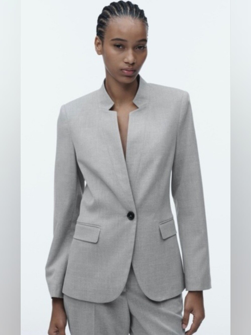 Zara Classic Gray One-Button Blazer ■ Size 4